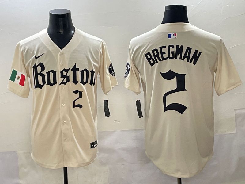 Men 2025 Boston Red Sox 2 Bregman Cream Five generations Joint Name Nike MLB Jersey style 11